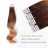 Tape In Hair Extension T #3/#12 Ombre Brown