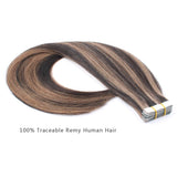 Tape In Hair Extension P #2/#6 Dark Brown Highlights Chestnut Brown