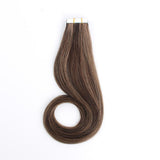Tape In Hair Extension P #2/#6 Dark Brown Highlights Chestnut Brown