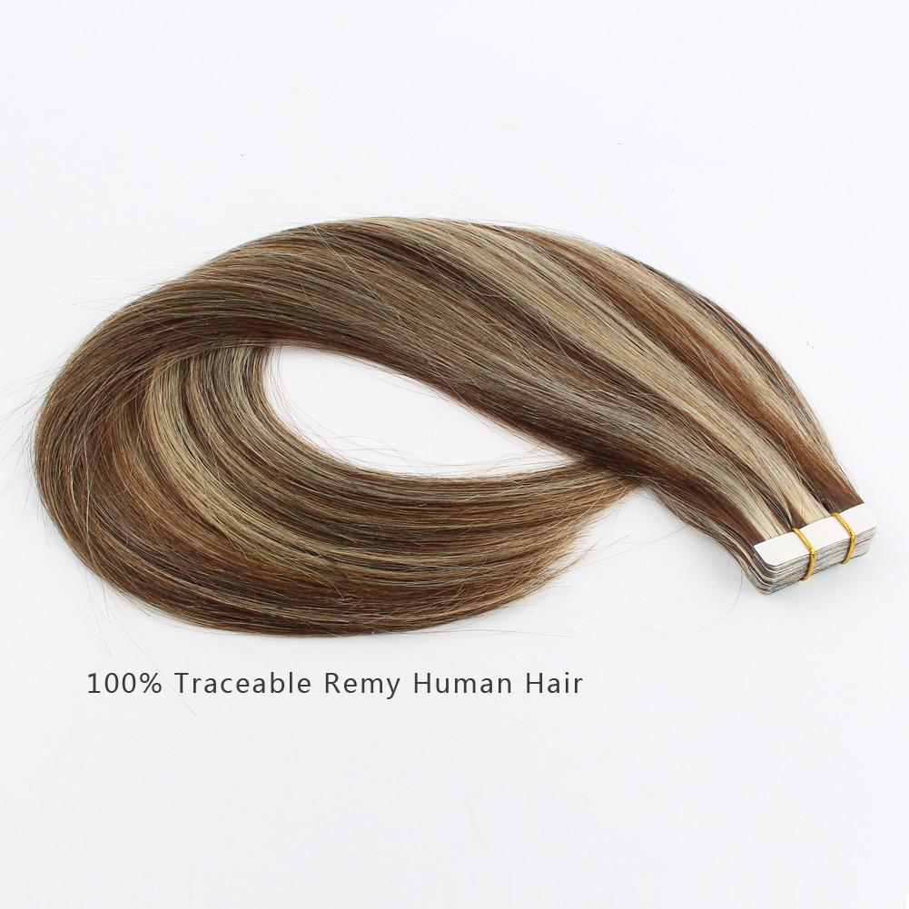 Tape In Hair Extension P #4/#22 Medium Brown Highlights Medium Blonde