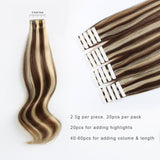 Tape In Hair Extension P #4/#22 Medium Brown Highlights Medium Blonde